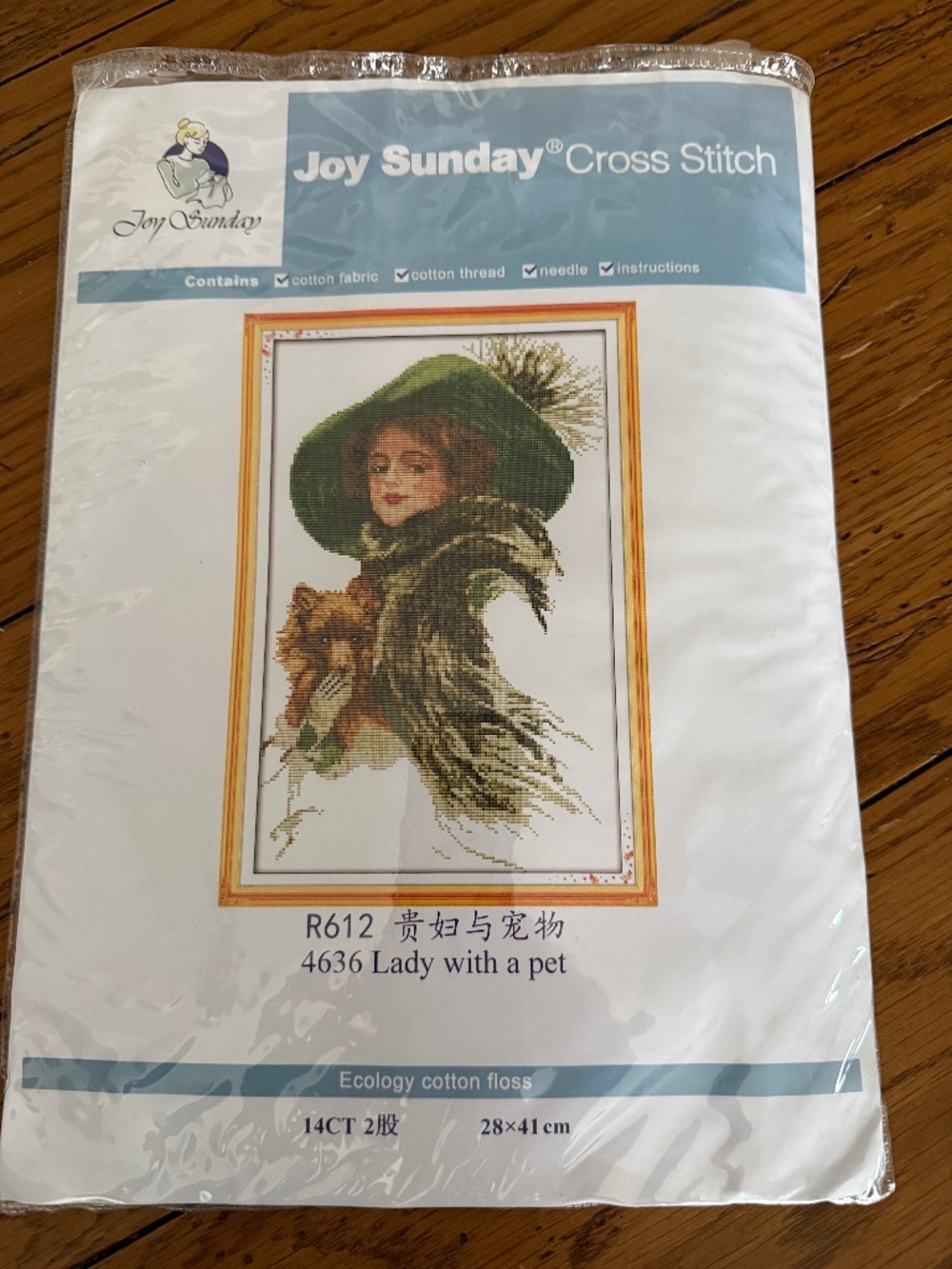 Lady with Dog 14 Count Aida Joy Sunday Cross Stitching Kit New